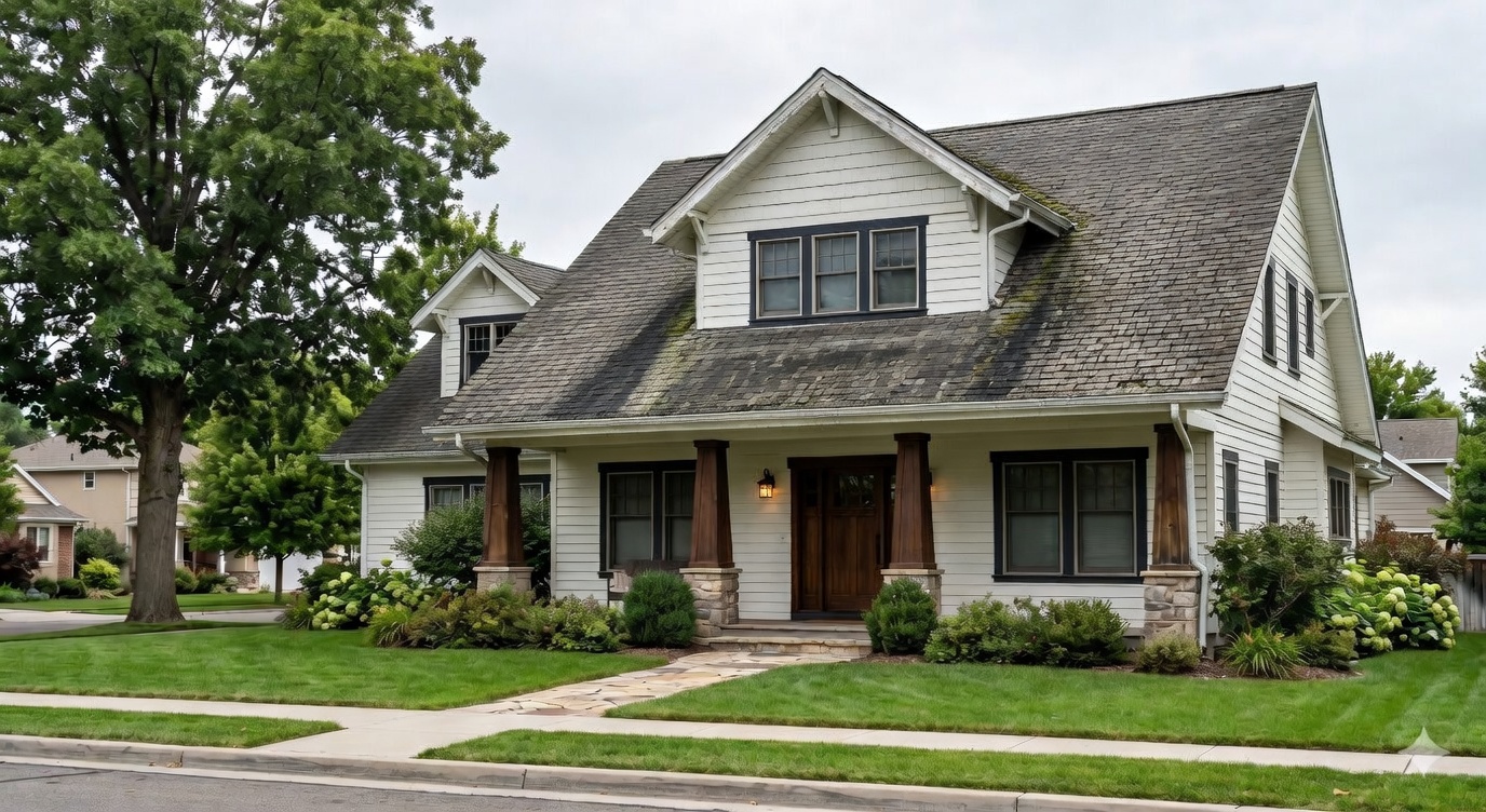Old deteriorated roof before replacement